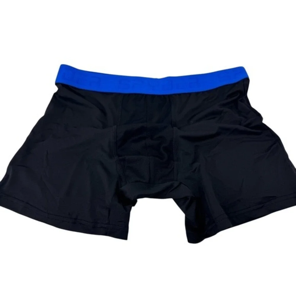 Spyder‎ Mens Performance Boxer Briefs Black Blue Logo Waistband Medium RN63619